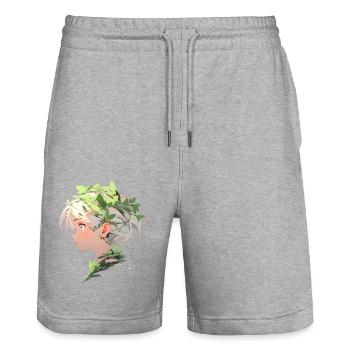 Portrait of a young woman in cartoon style - Stanley/Stella Trainer Unisex Organic Jogging Shorts - heather grey - Front - Nik (191cm) & Marisol (170cm)