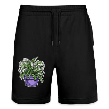 Zimmerpflanze / Topfpflanze / Dekoration / Topf - Stanley/Stella Unisex Bio Joggingshorts Trainer  - Schwarz - Vorne - Nik (191cm) & Marisol (170cm)