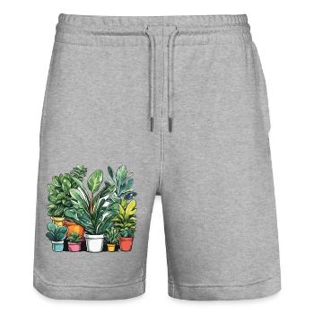 Zimmerpflanze / Topfpflanze / Dekoration / Topf - Stanley/Stella Unisex Bio Joggingshorts Trainer  - Grau meliert - Vorne - Nik (191cm) & Marisol (170cm)