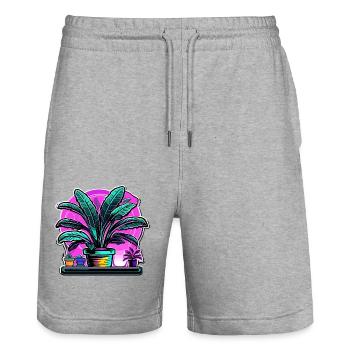 Zimmerpflanze / Topfpflanze / Dekoration / Topf - Stanley/Stella Unisex Bio Joggingshorts Trainer  - Grau meliert - Vorne - Nik (191cm) & Marisol (170cm)