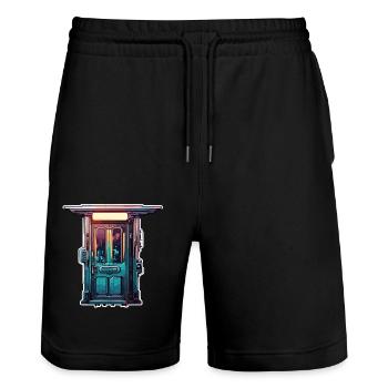 Porte / Entrée / Serrure / Portail / Porte d’entrée / Design - Short de jogging bio TRAINER Stanley/Stella unisexe - noir - Devant - Nik (191cm) & Marisol (170cm)