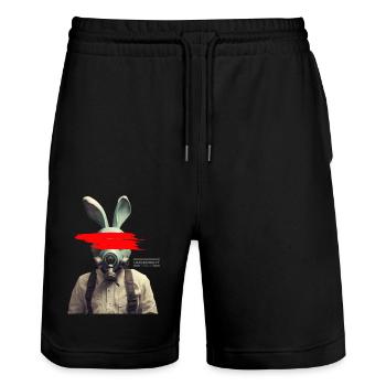 Osterhase - Stanley/Stella Unisex Bio Joggingshorts Trainer  - Schwarz - Vorne - Nik (191cm) & Marisol (170cm)