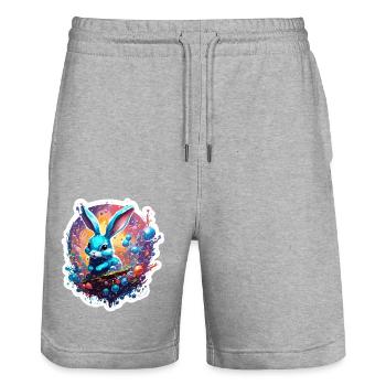 Tier in Seifenblase / kindlich / niedlich / Hase - Stanley/Stella Unisex Bio Joggingshorts Trainer  - Grau meliert - Vorne - Nik (191cm) & Marisol (170cm)