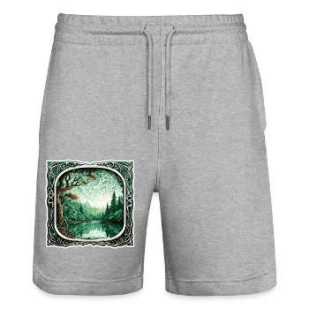 Window in the Forest / Trees / View / Wilderness - Stanley/Stella Trainer Unisex Organic Jogging Shorts - heather grey - Front - Nik (191cm) & Marisol (170cm)