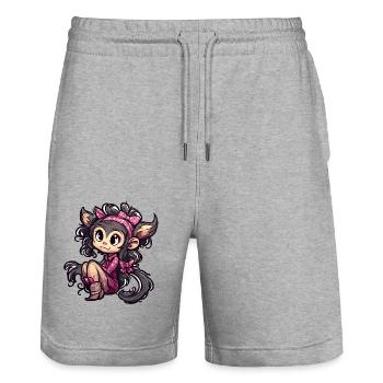 Cute Monkey / Monkey Girl / Cute / Hair Bow - Stanley/Stella Trainer Unisex Organic Jogging Shorts - heather grey - Front - Nik (191cm) & Marisol (170cm)