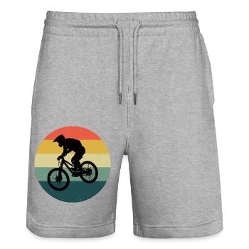 Men's MTB Mountain Bikers Cyclists Cycling - Stanley/Stella Trainer Unisex Organic Jogging Shorts - heather grey - Front - Nik (191cm) & Marisol (170cm)