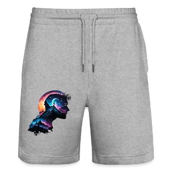 Silhouette / Wald / Porträt / Bäume / Person - Stanley/Stella Unisex Bio Joggingshorts Trainer  - Grau meliert - Vorne - Nik (191cm) & Marisol (170cm)