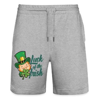 Leprechaun Leprechaun St. Patrick's Day Ireland - Stanley/Stella Trainer Unisex Organic Jogging Shorts - heather grey - Front - Nik (191cm) & Marisol (170cm)