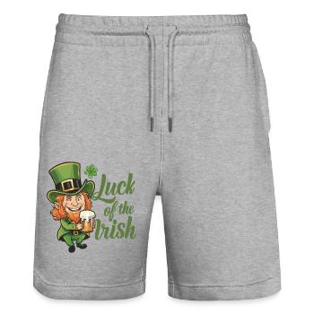 Leprechaun Leprechaun St. Patrick's Day Ireland - Stanley/Stella Trainer Unisex Organic Jogging Shorts - heather grey - Front - Nik (191cm) & Marisol (170cm)