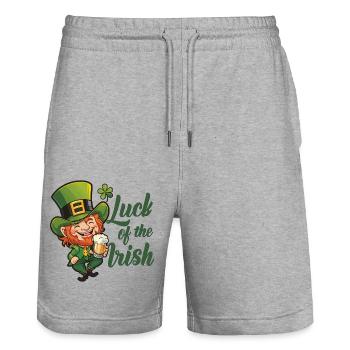 Leprechaun Leprechaun St. Patrick's Day Ireland - Stanley/Stella Trainer Unisex Organic Jogging Shorts - heather grey - Front - Nik (191cm) & Marisol (170cm)