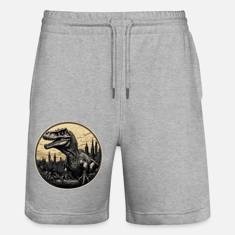 Dinosaurier / Tier / Urzeit / Reptil / Jungs - Stanley/Stella Unisex Bio Joggingshorts Trainer - Grau meliert