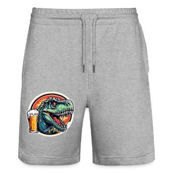 Dinosaure / Animal / Préhistorique / Reptile / Garçons - Short de jogging bio TRAINER Stanley/Stella unisexe - gris chiné - Devant - Nik (191cm) & Marisol (170cm)
