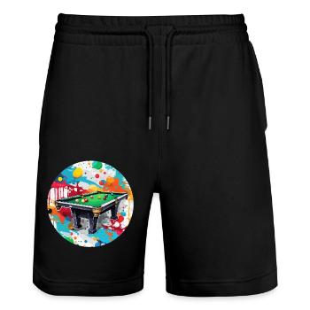 Billiard Table / Billiard Ball / 8 Ball / Pool / Kö - Stanley/Stella Trainer Unisex Organic Jogging Shorts - black - Front - Nik (191cm) & Marisol (170cm)