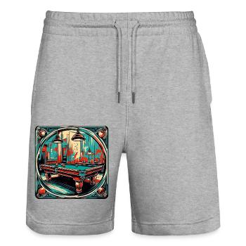 Billiard Table / Billiard Ball / 8 Ball / Pool / Kö - Stanley/Stella Trainer Unisex Organic Jogging Shorts - heather grey - Front - Nik (191cm) & Marisol (170cm)