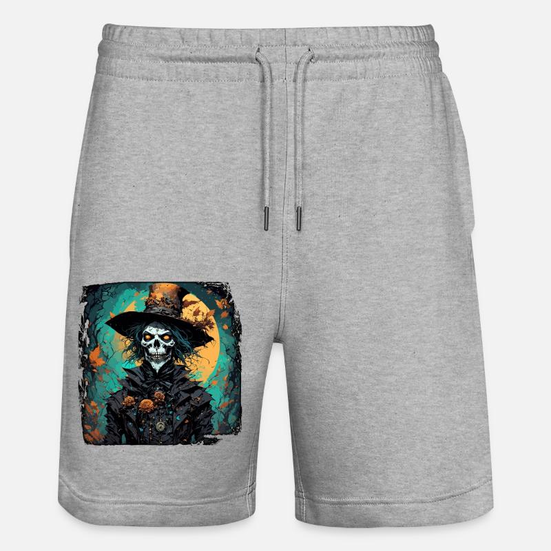 Vogelscheuche / Erntehelfer / Maisfeld / Feld - Stanley/Stella Unisex Bio Joggingshorts Trainer  - Grau meliert