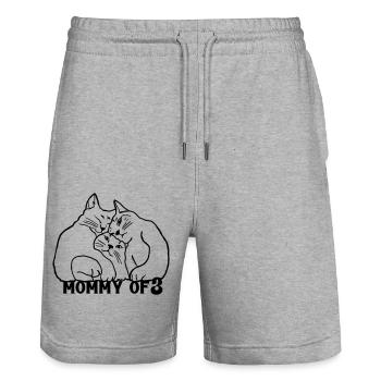 Mommy of 3 Katzenmama - Stanley/Stella Unisex Bio Joggingshorts Trainer  - Grau meliert - Vorne - Nik (191cm) & Marisol (170cm)