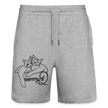 Mommy of two cat mom - Stanley/Stella Trainer Unisex Organic Jogging Shorts - heather grey - Front - Nik (191cm) & Marisol (170cm)