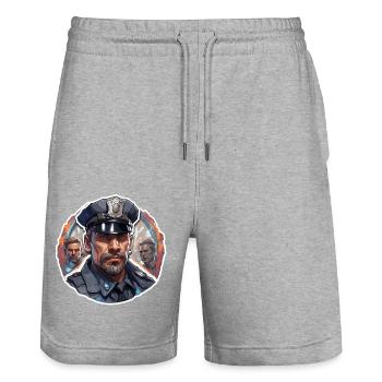 Police / Operations / Profession / Job / Emergency Forces - Stanley/Stella Trainer Unisex Organic Jogging Shorts - heather grey - Front - Nik (191cm) & Marisol (170cm)