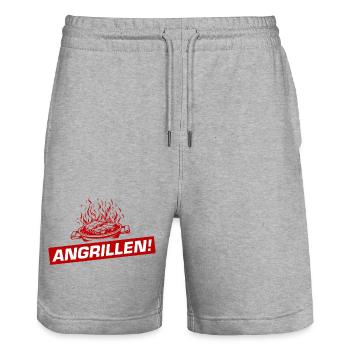 Grillades Barbecue Barbecue - Short de jogging bio TRAINER Stanley/Stella unisexe - gris chiné - Devant - Nik (191cm) & Marisol (170cm)