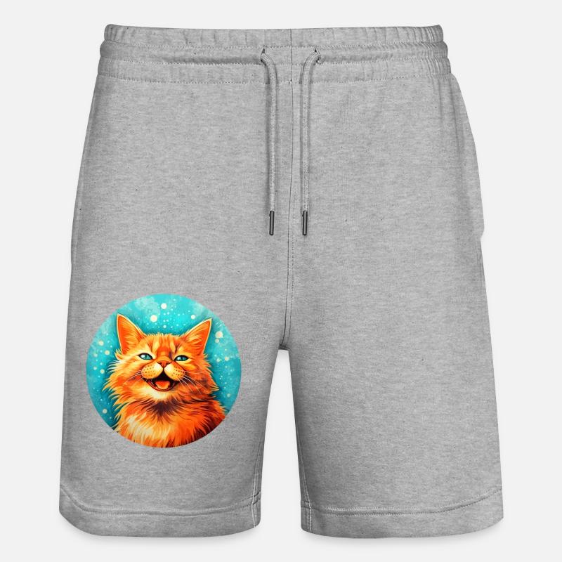 Chat heureux #cat #tshirt - Short de jogging bio TRAINER Stanley/Stella unisexe - gris chiné