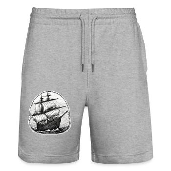 Navire / Bateau / Ancre / Mer / Océan / Capitaine - Short de jogging bio TRAINER Stanley/Stella unisexe - gris chiné - Devant - Nik (191cm) & Marisol (170cm)