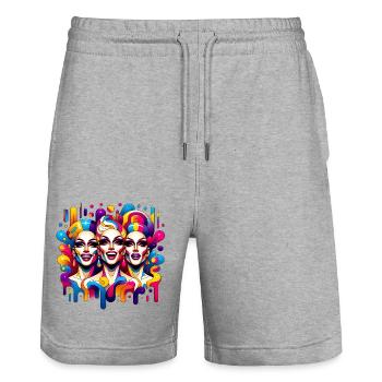 Queens' Jubel - Queens' Cheer - Stanley/Stella Unisex Bio Joggingshorts Trainer  - Grau meliert - Vorne - Nik (191cm) & Marisol (170cm)