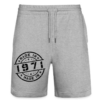 Year of Birth Birthday Born In - Made in 1971 - Stanley/Stella Trainer Unisex Organic Jogging Shorts - heather grey - Front - Nik (191cm) & Marisol (170cm)