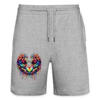 Löwenherz - Lionheart - Stanley/Stella Trainer Unisex Organic Jogging Shorts - heather grey - Front - Nik (191cm) & Marisol (170cm)