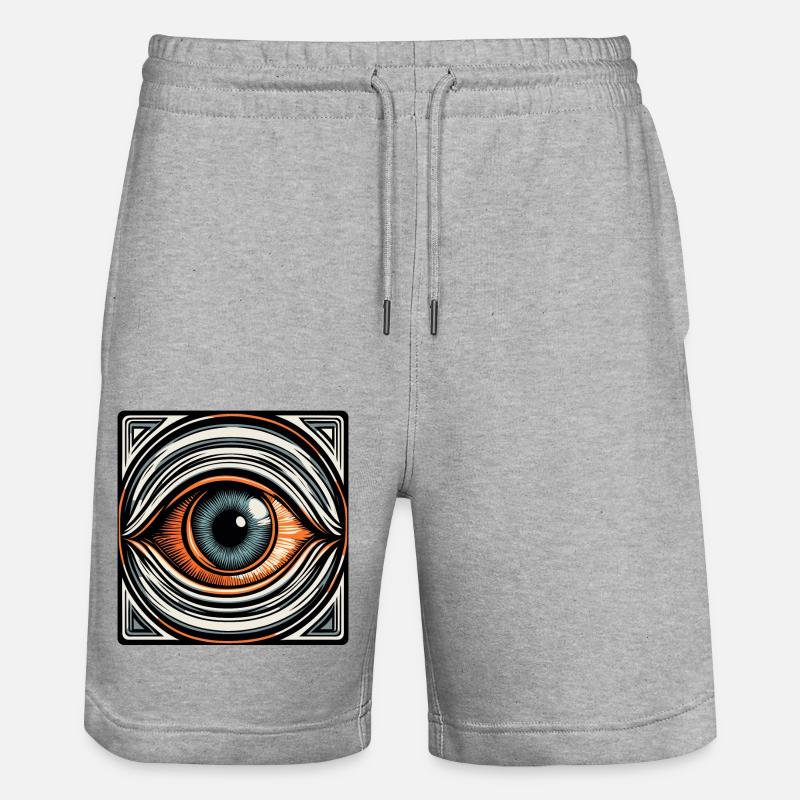 Psychedelic / Auge / Psychobilly / Comic / bunt - Stanley/Stella Unisex Bio Joggingshorts Trainer  - Grau meliert
