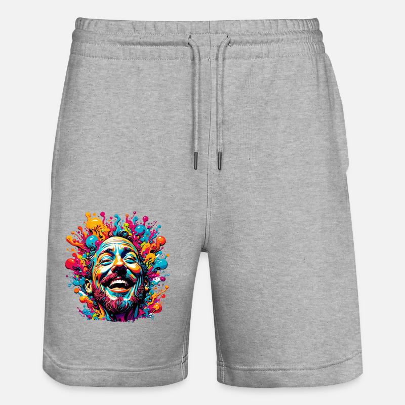 psychedelic / Goa / Hippie / Halluzination / Peace - Stanley/Stella Unisex Bio Joggingshorts Trainer  - Grau meliert