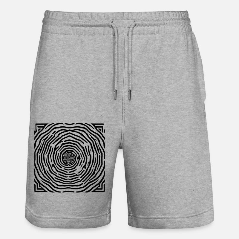 Psychedelisch / Hippie / Goa / Labyrinth / Muster - Stanley/Stella Unisex Bio Joggingshorts Trainer  - Grau meliert