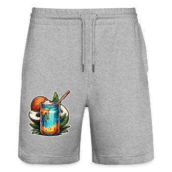 Cocktail / Bar / Mixing / Drink / Exotic / Club - Stanley/Stella Trainer Unisex Organic Jogging Shorts - heather grey - Front - Nik (191cm) & Marisol (170cm)