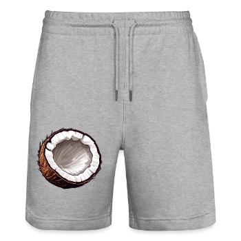 Kokosnuss / Drink / Exotisch / Tropisch / Palme - Stanley/Stella Unisex Bio Joggingshorts Trainer  - Grau meliert - Vorne - Nik (191cm) & Marisol (170cm)