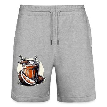 Cocktail / Bar / Mixing / Drink / Exotic / Club - Stanley/Stella Trainer Unisex Organic Jogging Shorts - heather grey - Front - Nik (191cm) & Marisol (170cm)