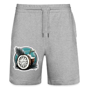 Cocktail / Bar / Mixing / Drink / Exotic / Club - Stanley/Stella Trainer Unisex Organic Jogging Shorts - heather grey - Front - Nik (191cm) & Marisol (170cm)