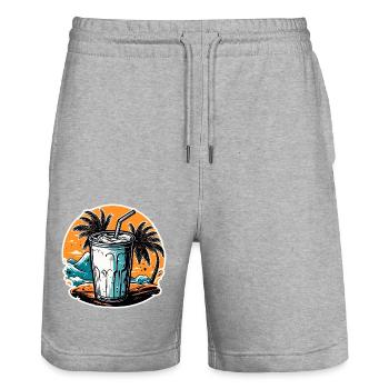 Cocktail / Bar / Mixing / Drink / Exotic / Club - Stanley/Stella Trainer Unisex Organic Jogging Shorts - heather grey - Front - Nik (191cm) & Marisol (170cm)