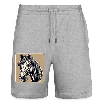 Pony / Horse / Animal / Riding / Mane - Stanley/Stella Trainer Unisex Organic Jogging Shorts - heather grey - Front - Nik (191cm) & Marisol (170cm)