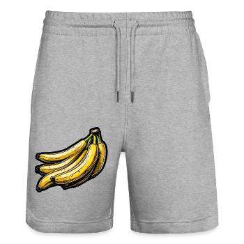 Lebensmittel / Obst / Markt / Vitamine / Design - Stanley/Stella Unisex Bio Joggingshorts Trainer  - Grau meliert - Vorne - Nik (191cm) & Marisol (170cm)