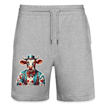Clown Animal / Cirque / Drôle / Coloré / Spectacle / Vache - Short de jogging bio TRAINER Stanley/Stella unisexe - gris chiné - Devant - Nik (191cm) & Marisol (170cm)