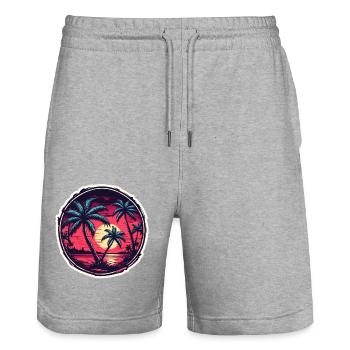 Beach / Island / Vacation / Summer / Sun / Sea - Stanley/Stella Trainer Unisex Organic Jogging Shorts - heather grey - Front - Nik (191cm) & Marisol (170cm)