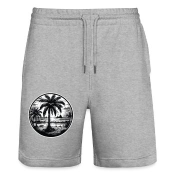 Beach / Island / Vacation / Summer / Sun / Sea - Stanley/Stella Trainer Unisex Organic Jogging Shorts - heather grey - Front - Nik (191cm) & Marisol (170cm)