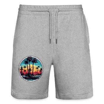Beach / Island / Vacation / Summer / Sun / Sea - Stanley/Stella Trainer Unisex Organic Jogging Shorts - heather grey - Front - Nik (191cm) & Marisol (170cm)
