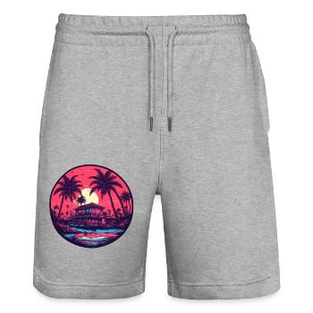 Beach / Island / Vacation / Summer / Sun / Sea - Stanley/Stella Trainer Unisex Organic Jogging Shorts - heather grey - Front - Nik (191cm) & Marisol (170cm)