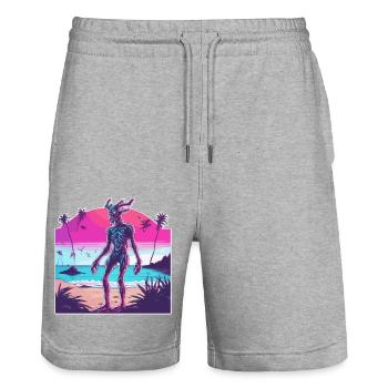 Wendigo / Evil Spirit / Possessive / Horror - Stanley/Stella Trainer Unisex Organic Jogging Shorts - heather grey - Front - Nik (191cm) & Marisol (170cm)