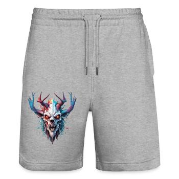 Wendigo / Evil Spirit / Possessive / Horror - Stanley/Stella Trainer Unisex Organic Jogging Shorts - heather grey - Front - Nik (191cm) & Marisol (170cm)