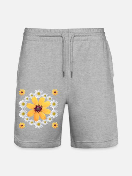 Daisies Orange Blossom Daisies Floral Pattern - Stanley/Stella Trainer Unisex Organic Jogging Shorts - heather grey