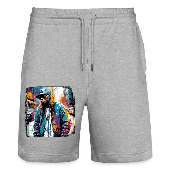 Rapper / Hip Hop / Song / Cool / Rhymes / Beat - Stanley/Stella Trainer Unisex Organic Jogging Shorts - heather grey - Front - Nik (191cm) & Marisol (170cm)