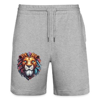 Robot Animal / AI / Mechanized Animals / Comic - Stanley/Stella Trainer Unisex Organic Jogging Shorts - heather grey - Front - Nik (191cm) & Marisol (170cm)