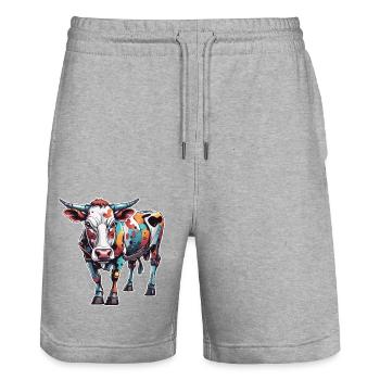 Robot Animal / AI / Mechanized Animals / Comic - Stanley/Stella Trainer Unisex Organic Jogging Shorts - heather grey - Front - Nik (191cm) & Marisol (170cm)
