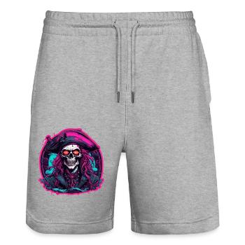 Pirat / Ahoi / Anker / Kapitän / Totenkopf / Rum - Stanley/Stella Unisex Bio Joggingshorts Trainer  - Grau meliert - Vorne - Nik (191cm) & Marisol (170cm)